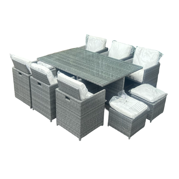 10 Seater Cube Rattan Patio Dining Set